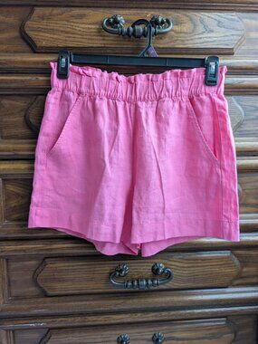 LOFT Beach 100% Linen Pink Shorts Size S